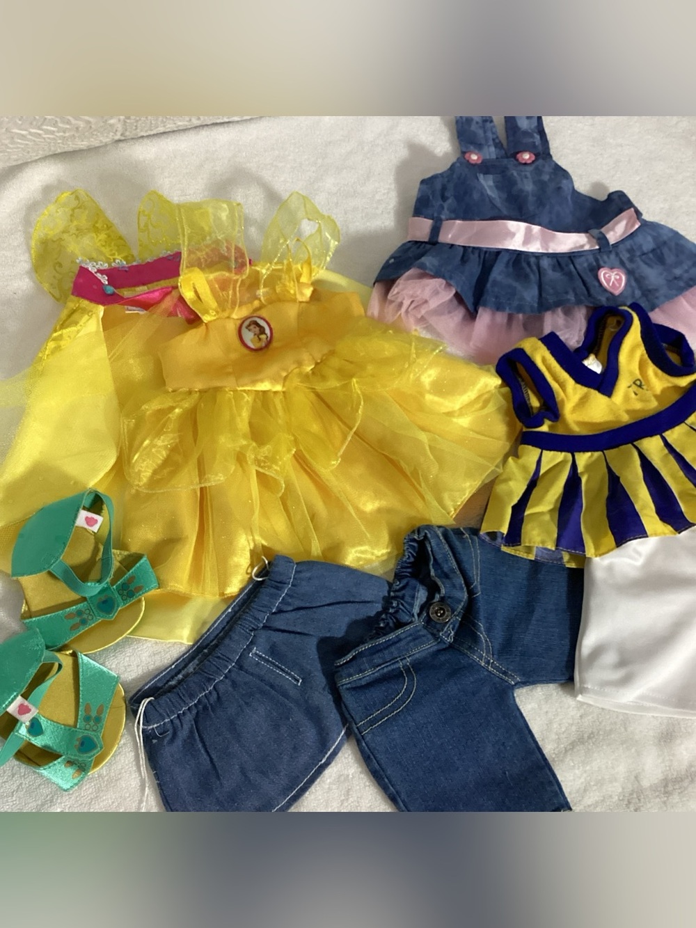 Build a Bear Workshop BAB Clothing Lot of 8: Disney Belle, Cheer, Shorts, Shoes